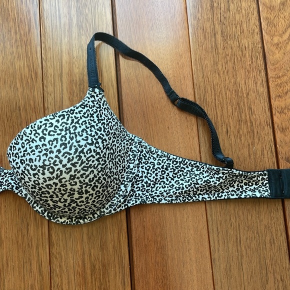 Victoria secret cotton bra 36C cheetah leopard animal print black cream NWOT - Picture 3 of 6